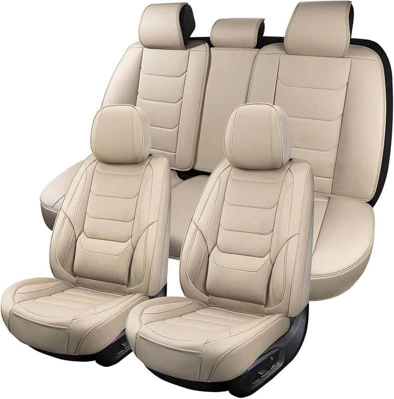 Breathable and Waterproof Leather Car Seat Covers Full Set for Most Ca