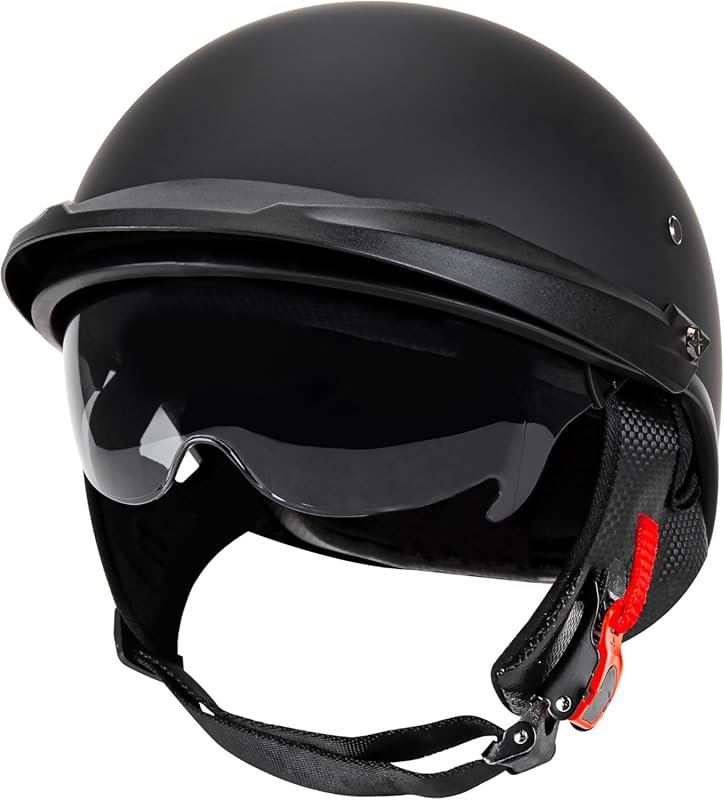 Cartman Motorcycle Open Face Helmet with Sun Visor Quick Release Buckl
