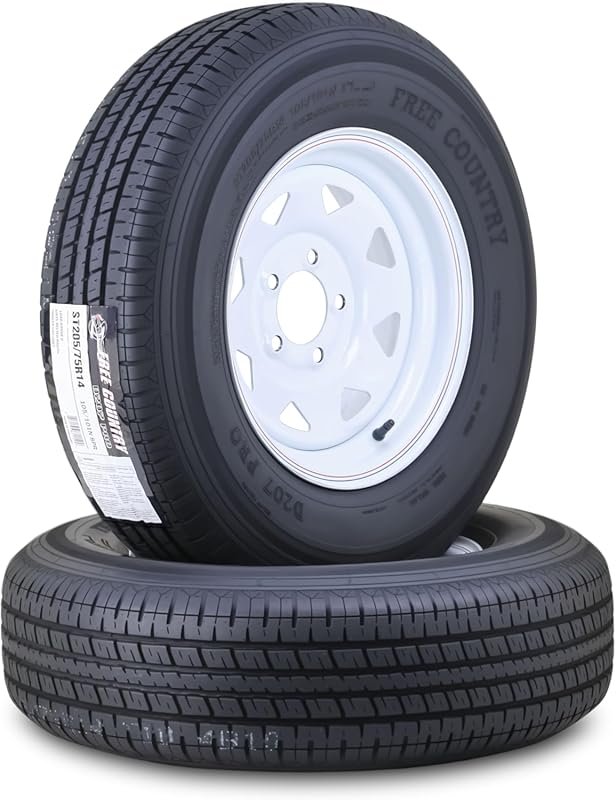 Free Country ST205/75R14 Trailer Tire Assembly 8-Ply Load Range D 5-Lu