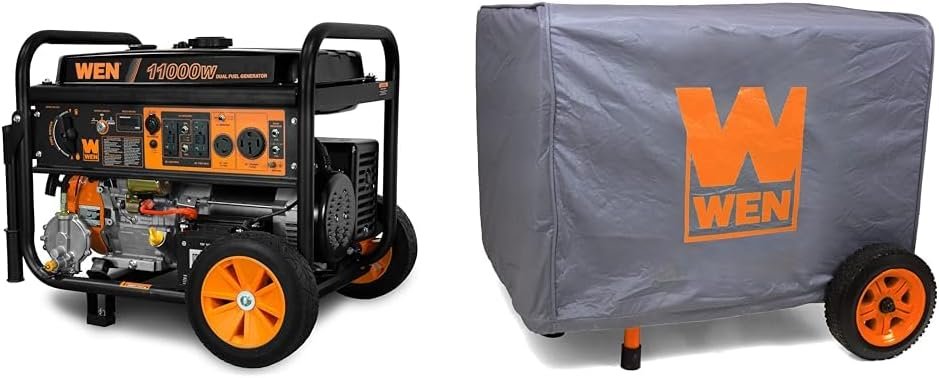 WEN 11000-Watt Dual Fuel Generator with Wheel Kit, Electric Start, and Weatherproof Cover