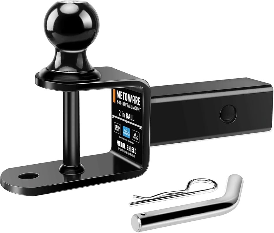 METOWARE 3-in-1 ATV/UTV Trailer Hitch with 2-Inch Ball, 3500lbs Rated,
