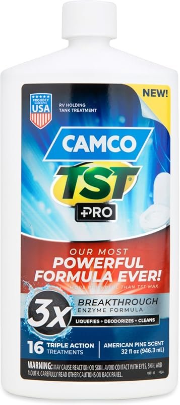 Camco TST PRO bio-enzymatic RV treatment stops odors and breaks down w