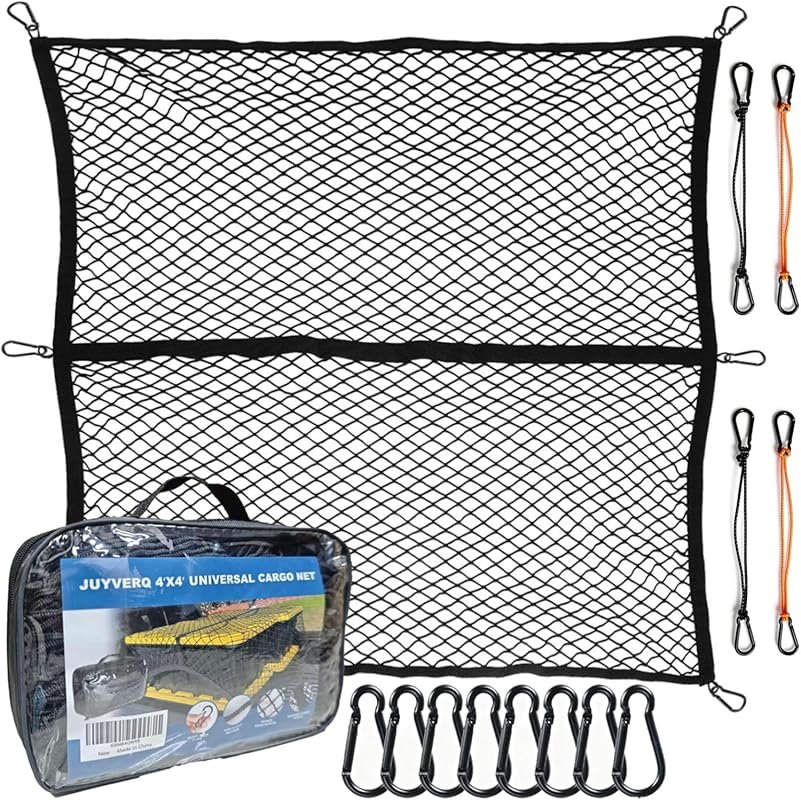 Highly Elastic Cargo Mesh Organizer for Truck Beds, 4x4 to 8x8 Feet fo