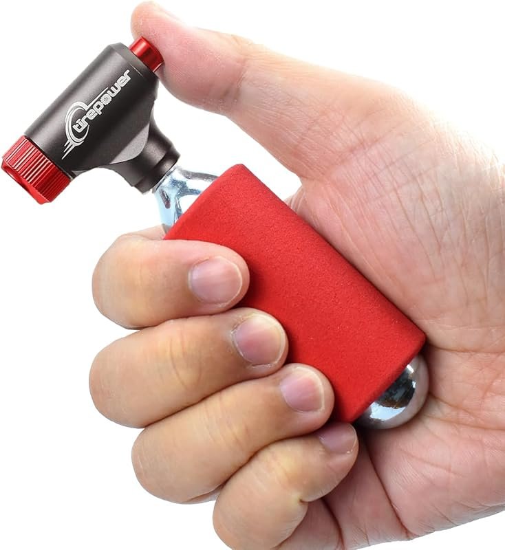 CO2 Bike Tire Inflator with Screw-on Nozzle and Push-Button, Schrader