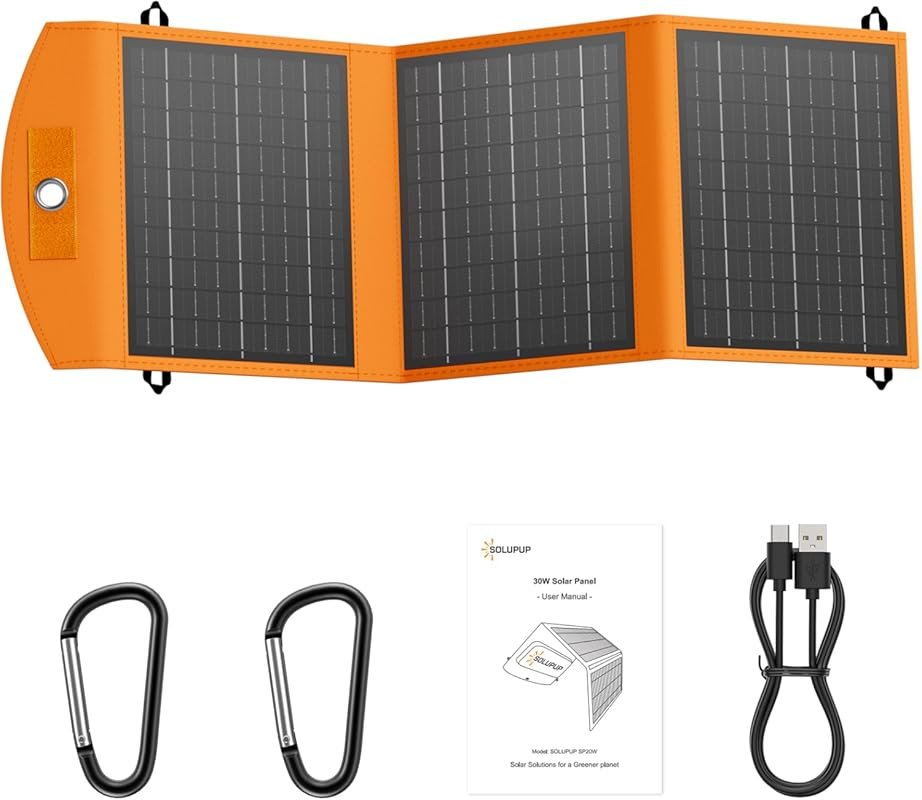 Solar Panels 30W Foldable Solar Charger with USB-A and USB-C for Backp