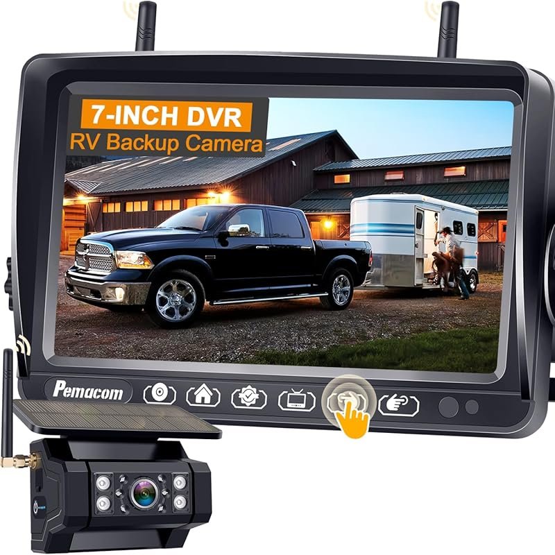 RV backup camera system with 7-inch touchscreen monitor for trailers a