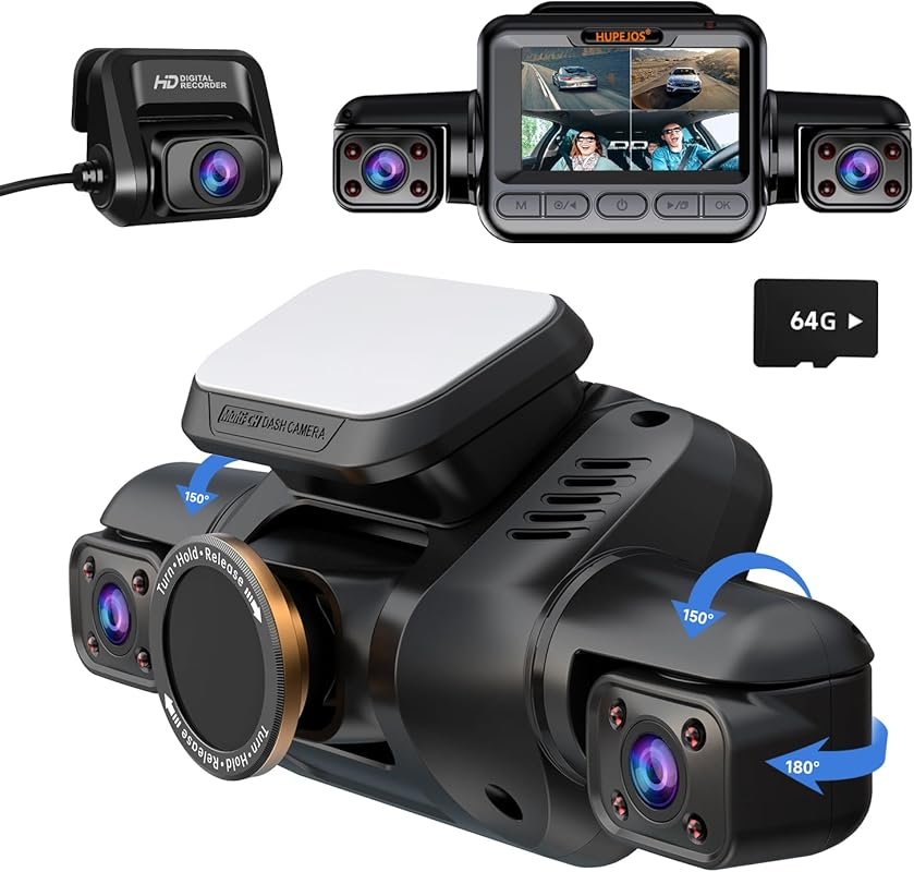4-Channel 360° Dash Cam with 4K UHD, WiFi, GPS, Voice Control, Night V