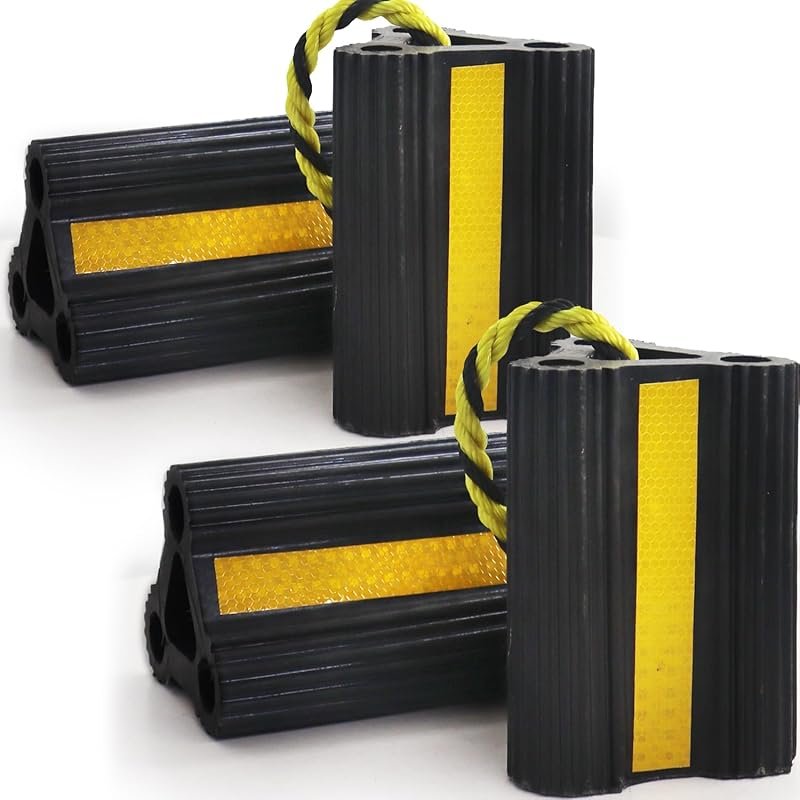 Wheel Chocks for RV Trailer Camper Truck Car,  Versatile Rubber Chocks Block Stopper for Tire