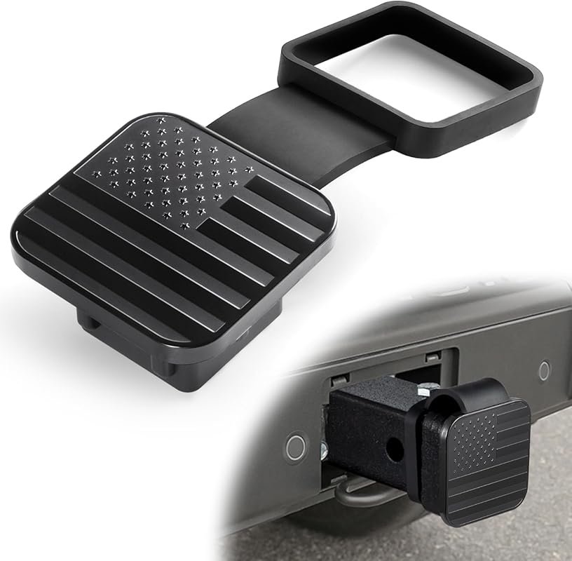 UYYE 2-Inch Rubber Trailer Hitch Cover with American Flag Design for M