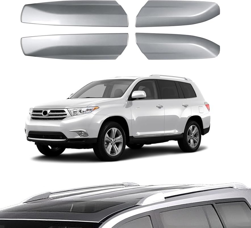 4-Piece ABS Plastic End Caps for Toyota Highlander Roof Rack, 2008-201