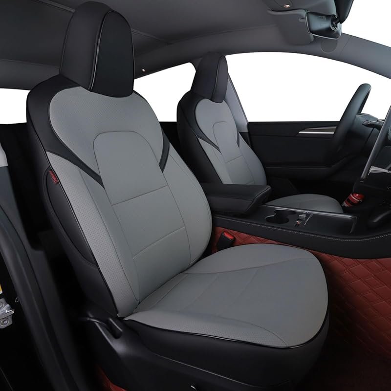 Tesla Model Y Seat Covers Full Set, Custom Fit, Black & Grey, 2019–202