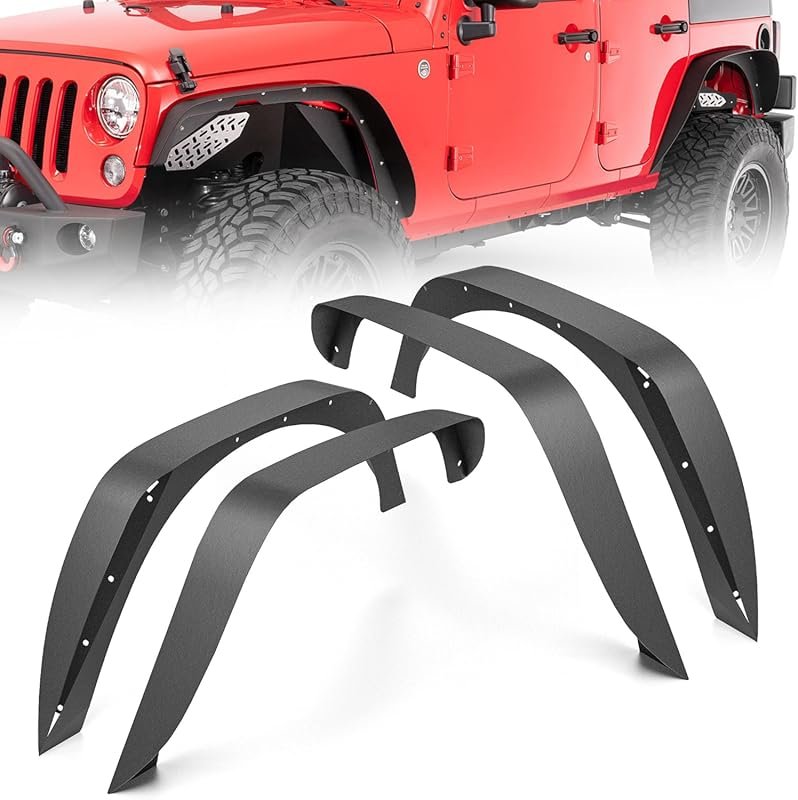 4-Piece Flat Style Fender Flares Kit for Jeep Wrangler JK JKU 2007-201