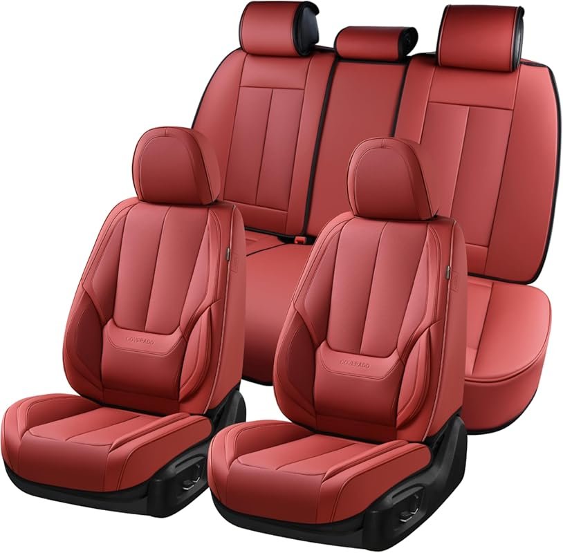 Coverado Full Set Car Seat Covers - Red & Blue Front & Back Seats, Wat