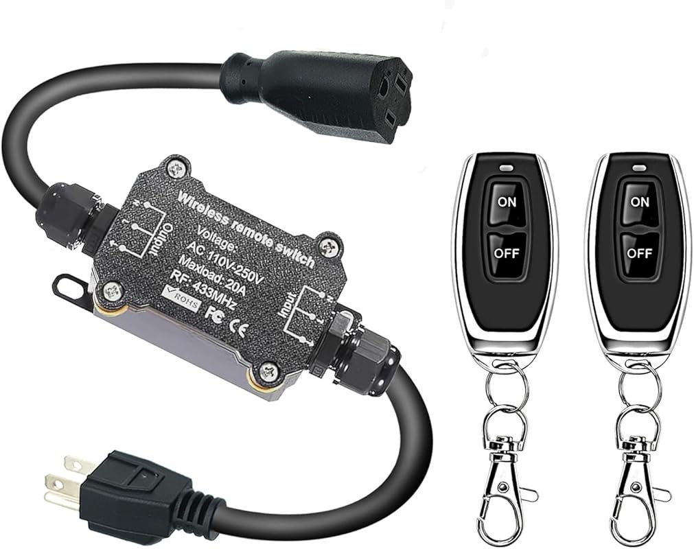 AC110V Wireless Remote Control Power Switch with 164ft Range and Weath