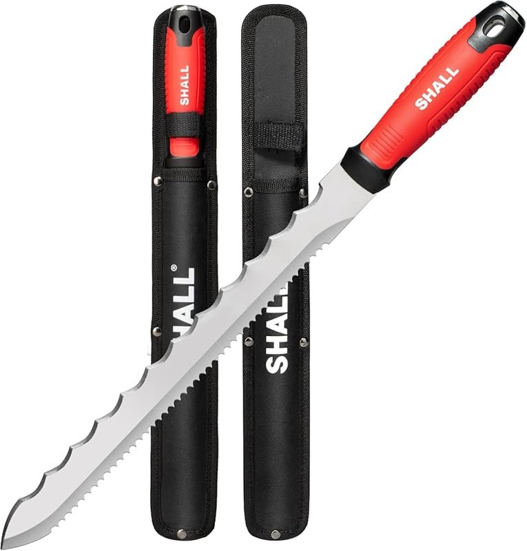 SHALL 11-inch serrated insulation knife with sheath for cutting heat m