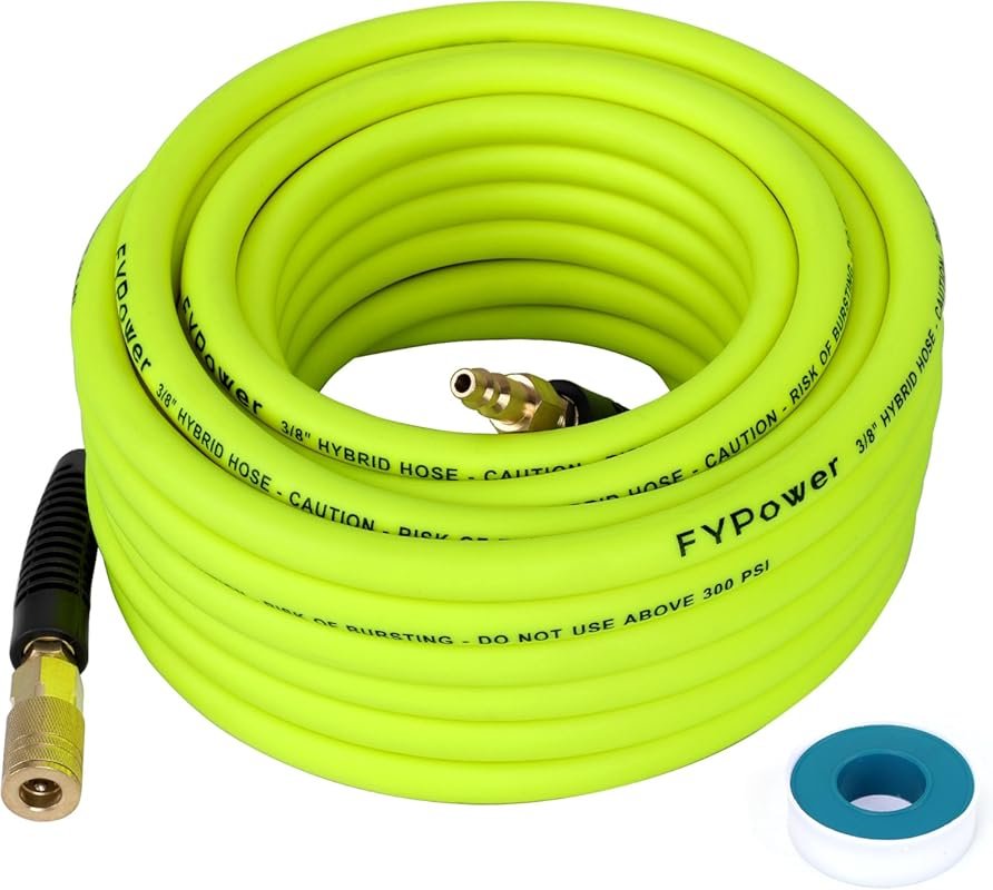 Flexible 3/8 Inch x 50 Feet Air Compressor Hose with Quick Coupler for