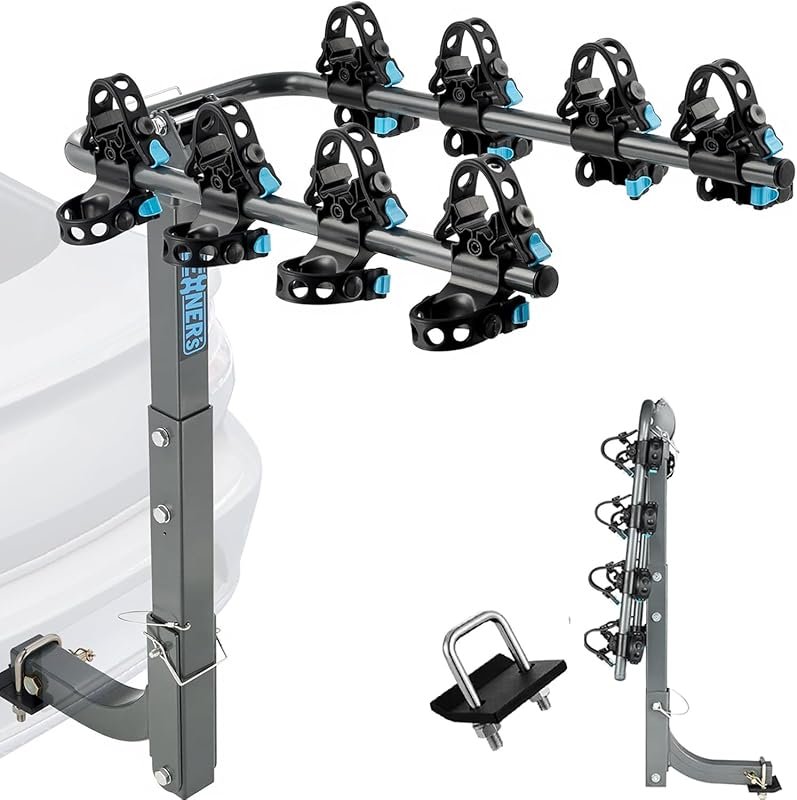 Heavy-Duty Hitch Bike Rack with Dual Locking, 240-Pound Max Load, and