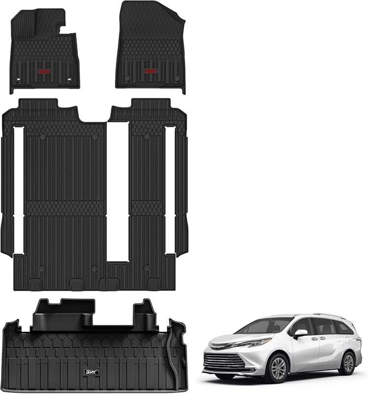 3W Floor Mats&Trunk Mat Fit Toyota Sienna 2021