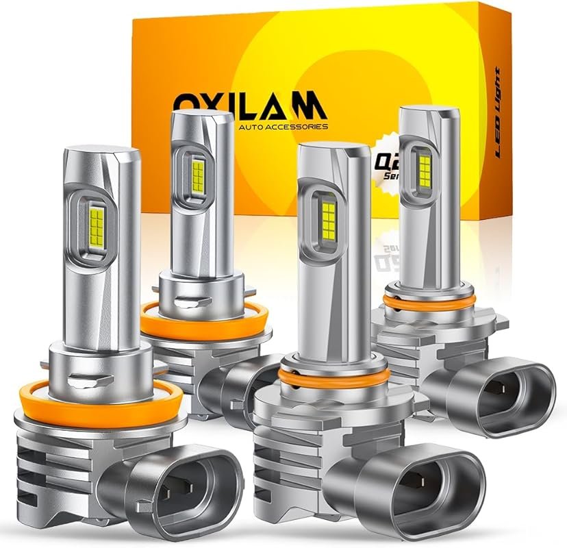 OXILAM H11 and 9005 LED Bulbs Combo, 800% Brighter 6500K Cool White Ha