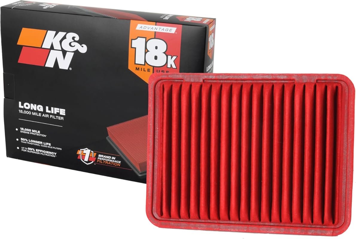 K&N Engine Air Filter: Long Life 18,000 Mile Replacement Air Filter: C