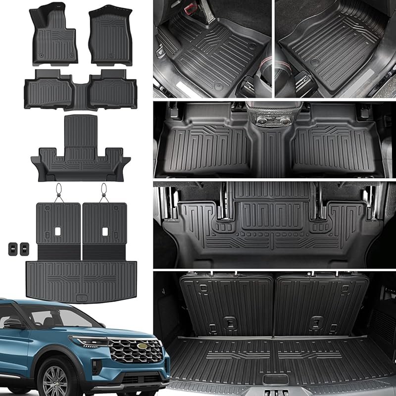All-Weather TPE Floor Mats for 2020-2026 Ford Explorer 6-Seat Captain 