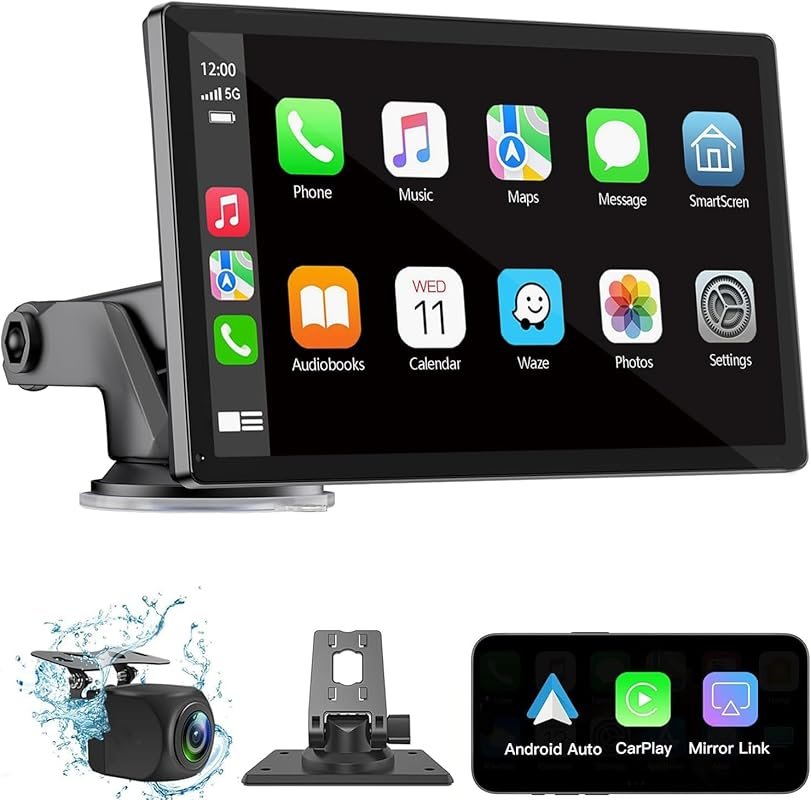 7-Inch Portable Wireless Car Stereo with Apple CarPlay, Android Auto, 