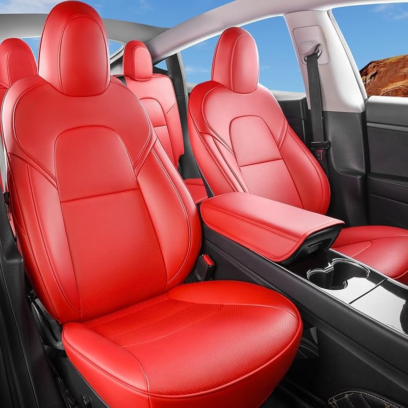 Tesla Model Y Seat Covers Nappa Leather, Airbag Compatible, Full Set, 
