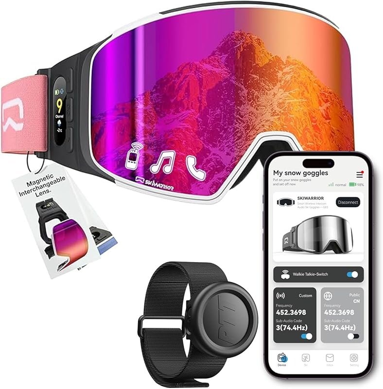 Bluetooth Ski Goggles with Walkie Talkie Anti Fog Zeiss Lens and Music