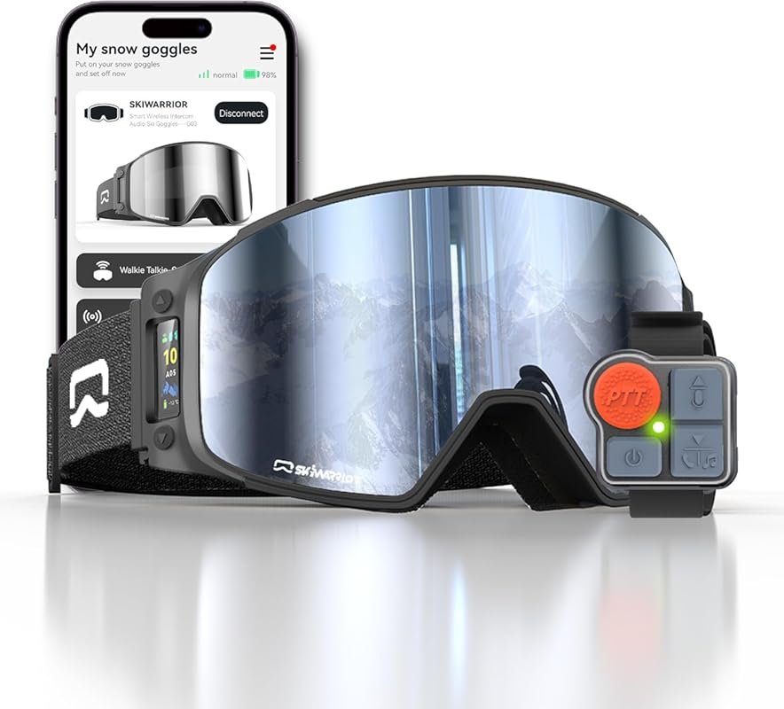 Bluetooth Ski Goggles with Walkie Talkie Anti Fog Zeiss Lens and Music