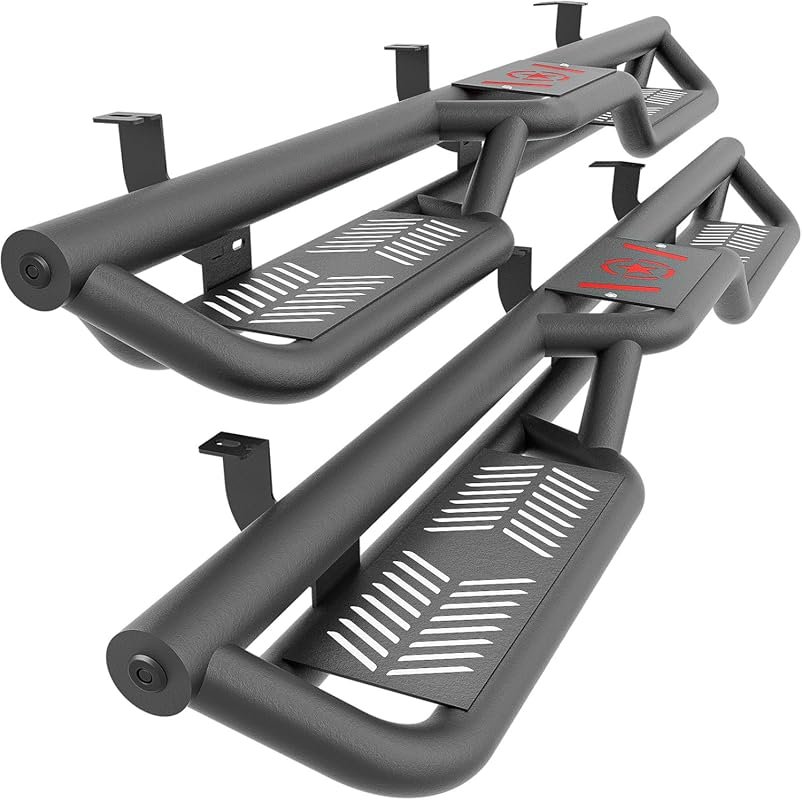 Heavy-duty two-stair design running boards in textured black for 2005-