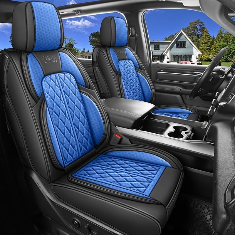 Custom Fit Breathable Waterproof Faux Leather Seat Covers in Black-Blu