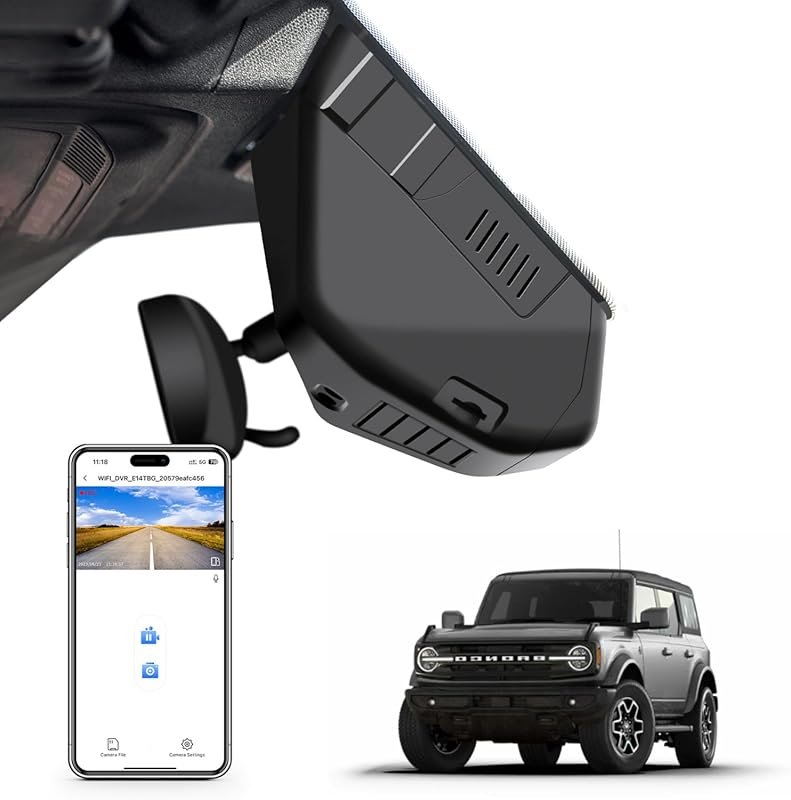 4K dash cam for Ford Bronco 2021 to 2024 with WiFi and a 64GB memory c