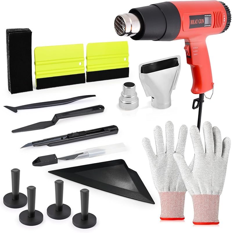 EHDIS Window Tinting Kit with Heat Gun, Squeegee, Scraper, and Gloves 