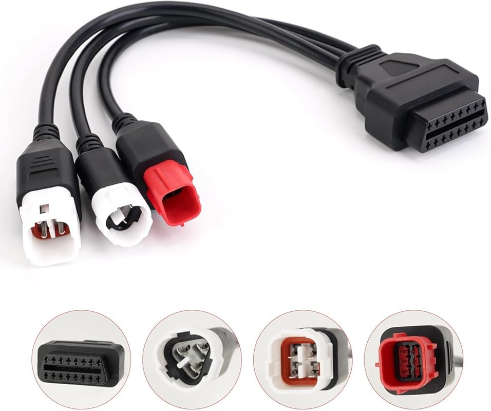 3-in-1 OBD2 Diagnostic Adapter for Motorcycles Compatible with Honda C