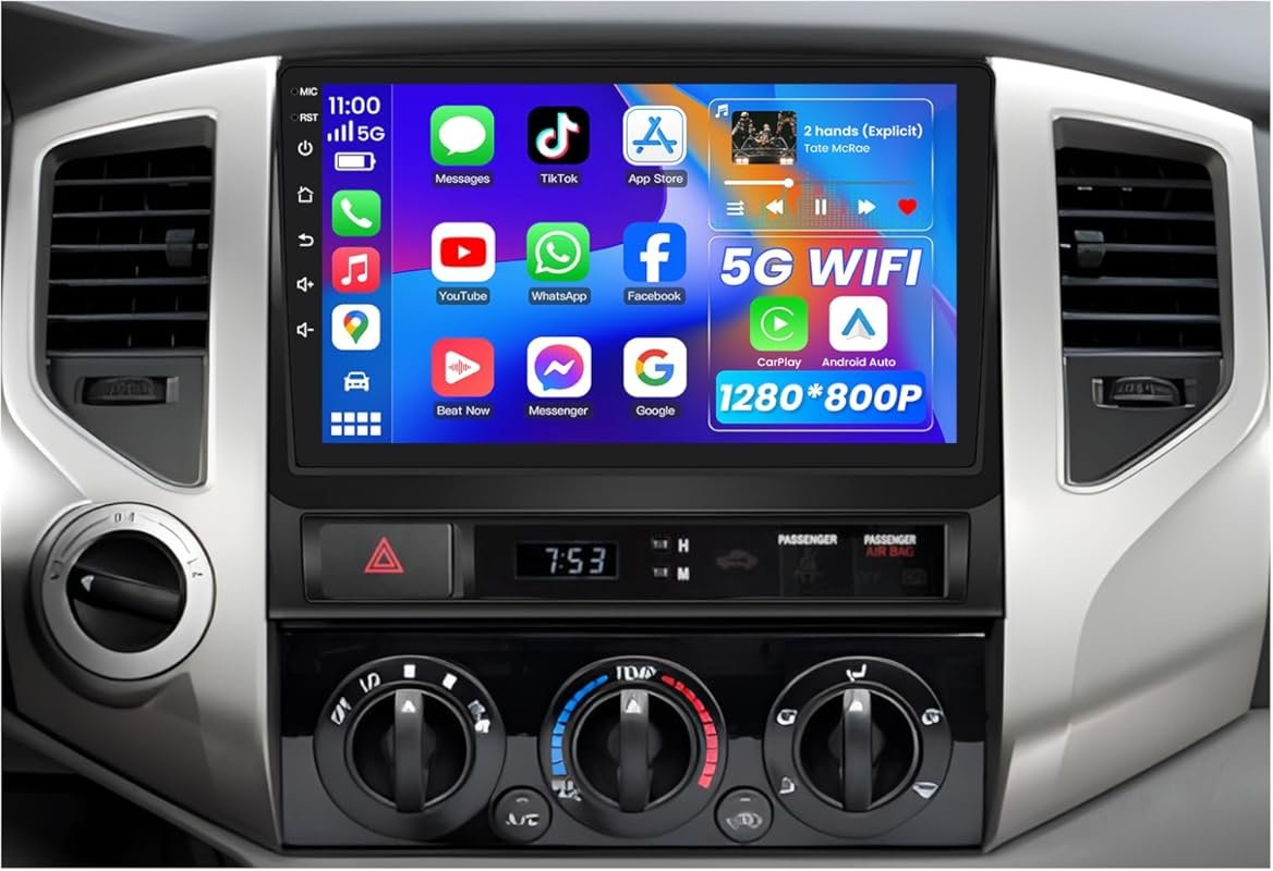 9-Inch Car Stereo for 2005-2015 Toyota Tacoma with Wireless CarPlay an