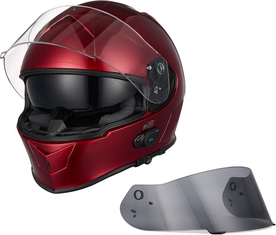 VCAN Bluetooth Integrated Full Face Motorcycle Helmet with Dual Visor