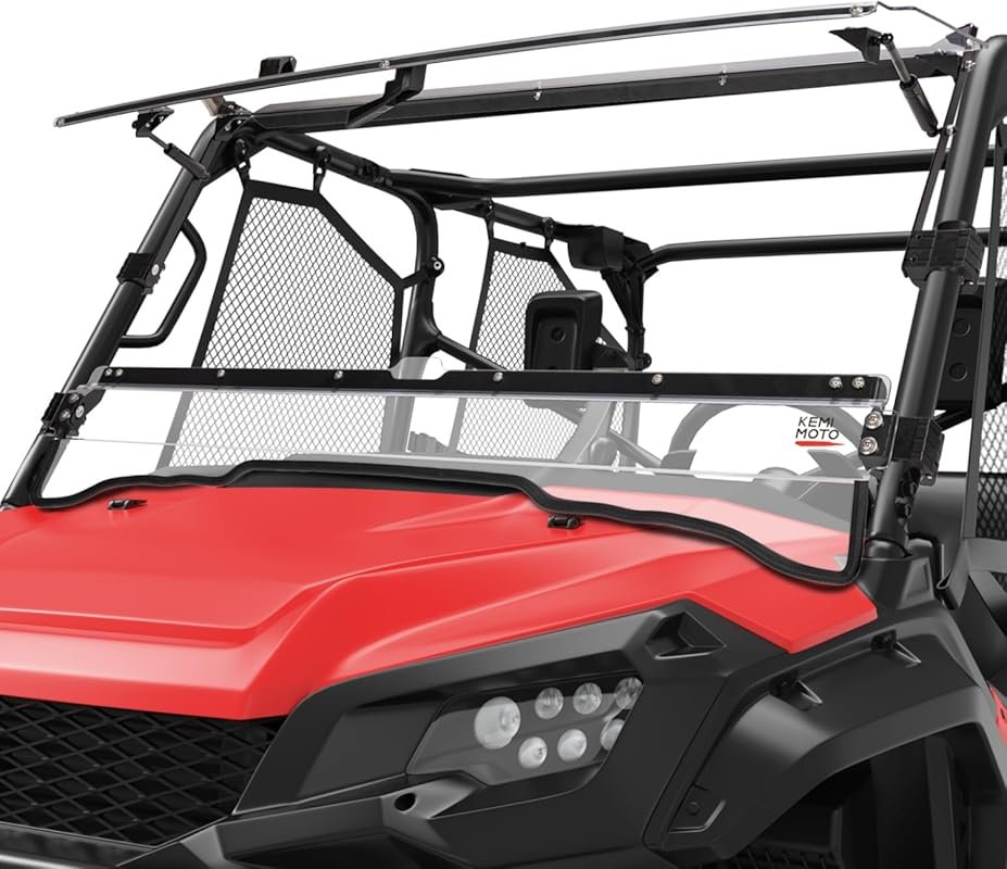 KEMIMOTO 2-in-1 Flip Windshield for Honda Pioneer 1000 with Rattle-Fre