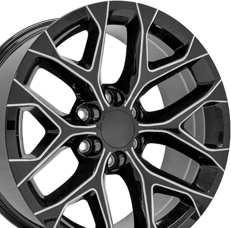 OE Wheels CV98 20-Inch Gloss Black Rims with Milled Edge for Chevy Sil
