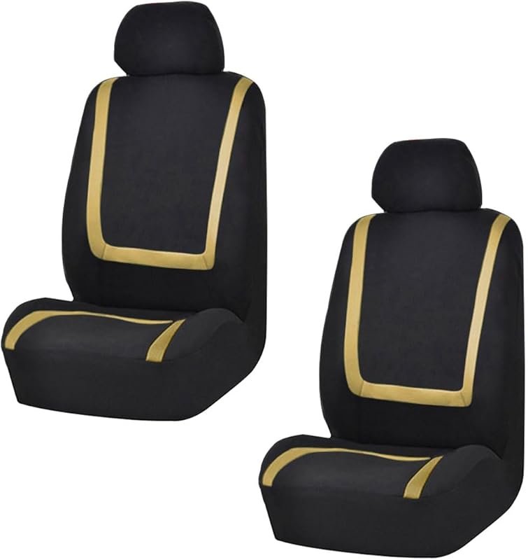 2-pack breathable black and beige car seat covers with anti-slip desig