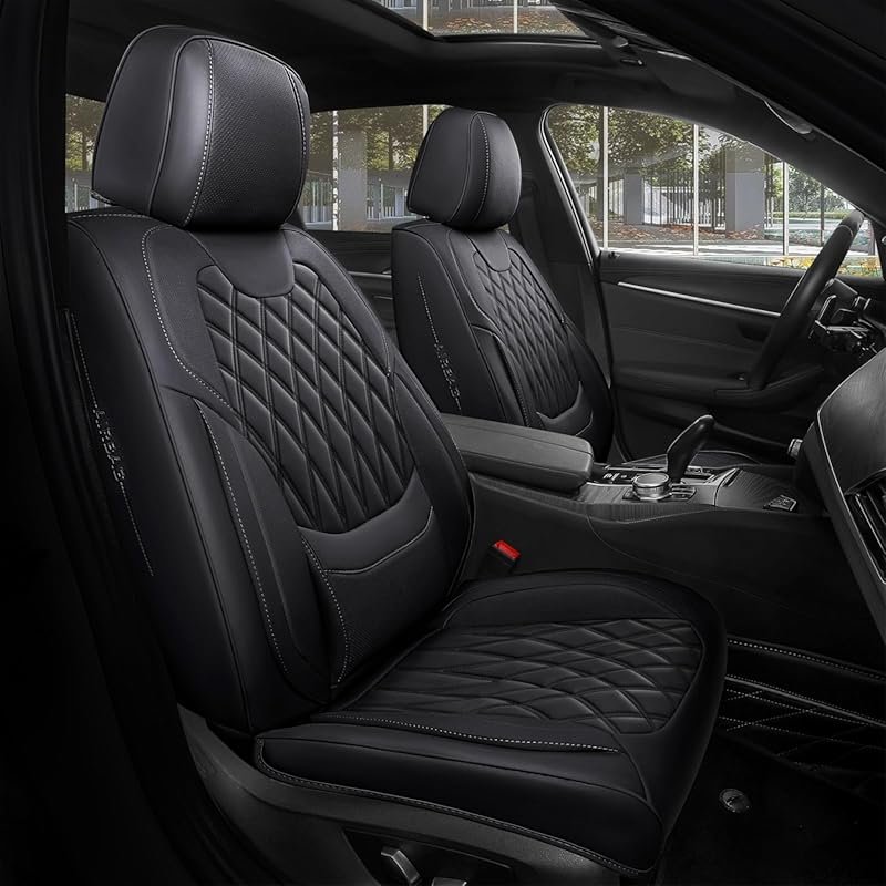FREESOO Black Car Seat Covers Full Set - Faux Nappa Leather Seat Cover