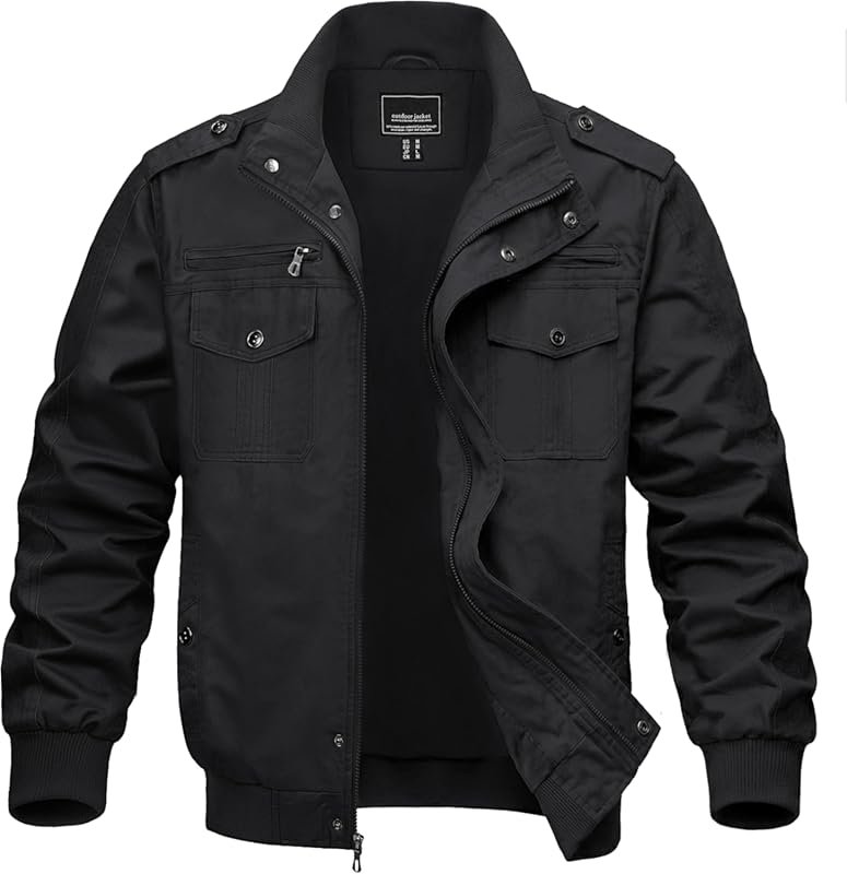 MAGNIVIT Men's Lightweight Military-Style Windbreaker Jacket with Stan