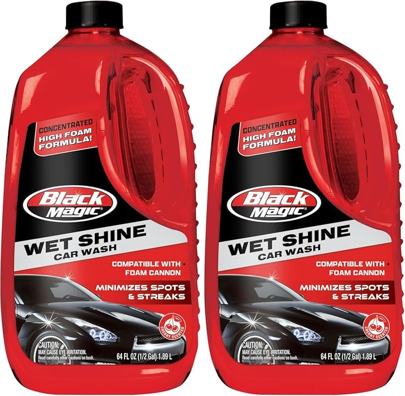 Black Magic Wet Shine Car Wash in a 64-ounce two-pack for effective cl