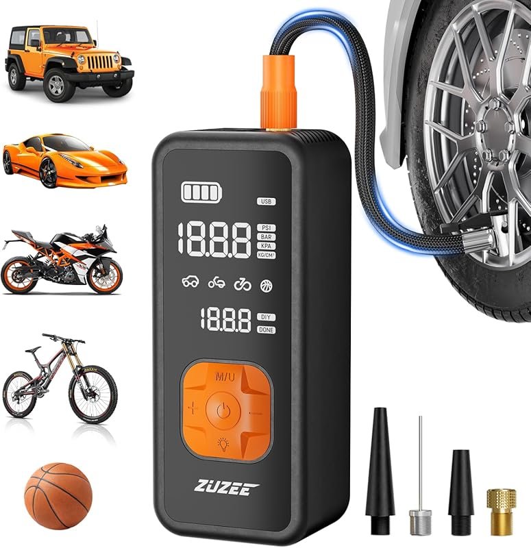 Portable RV Tire Inflator with 150 PSI, Digital Gauge, LED Light, and 