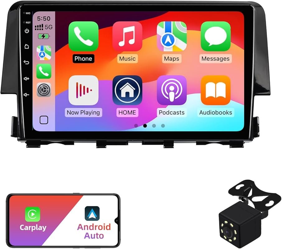 9-inch Android 12 car stereo for Honda Civic 2016-2020 with wireless C