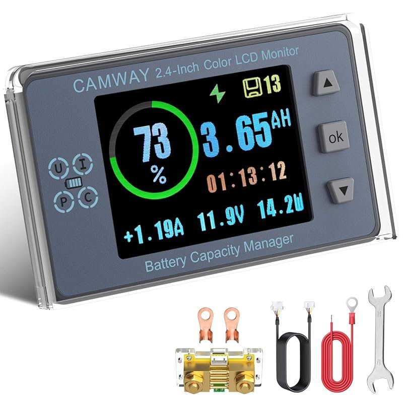 CAMWAY 500A Shunt Battery Monitor with Alarm and Memory for RVs and So