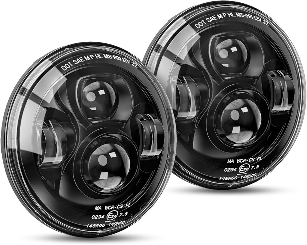 SUPAREE 7-Inch Round LED Headlight with Hi/Lo Beam and Anti-Glare Cuto