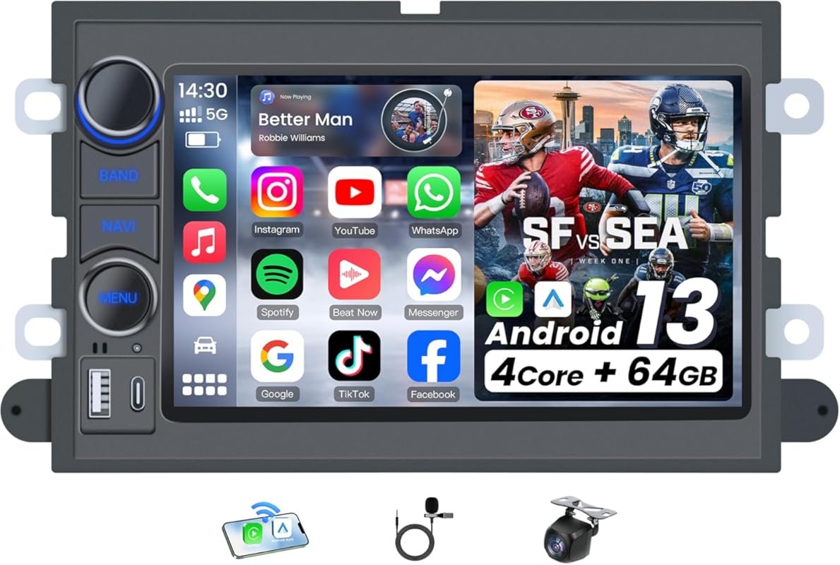 7-Inch Car Radio for 2005 Ford F-150 with Wireless CarPlay, Android Au