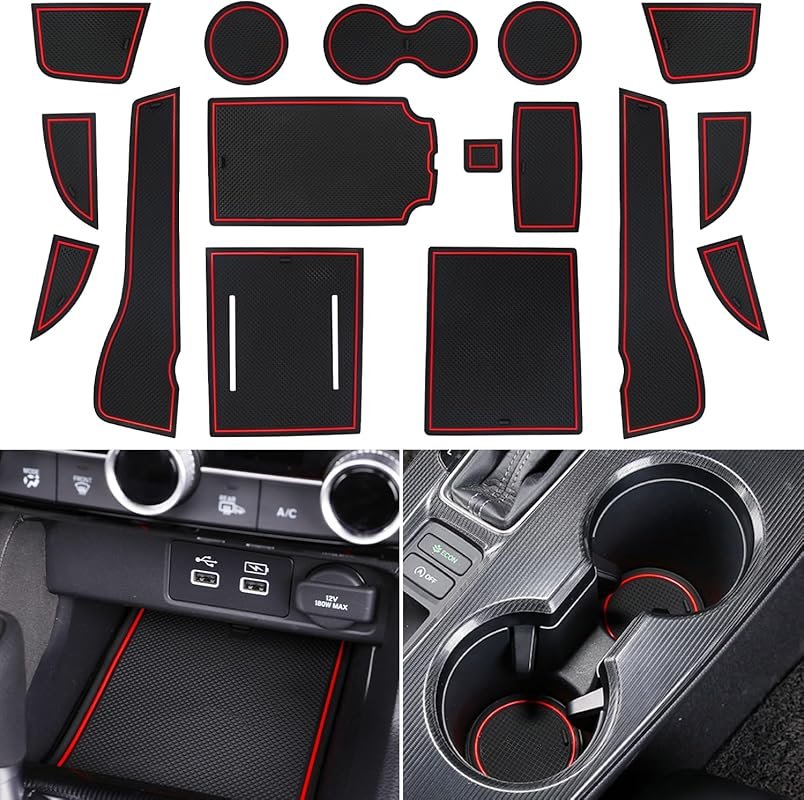 16-Piece Red Non-Slip Interior Trim Set for 11th Gen Honda Civic Sedan