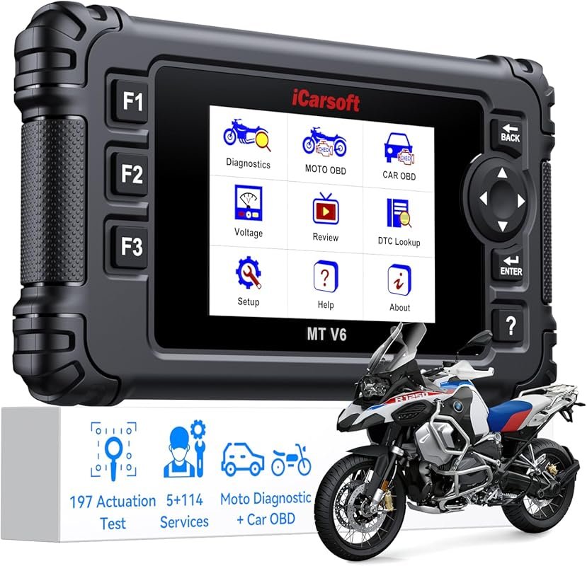 iCarsoft MT V6 Motorcycle Diagnostic Tool for BMW: Full System, 115 Re