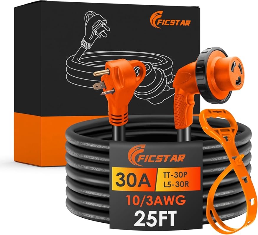25-Foot Heavy Duty 30 Amp RV Extension Cord with LED Power Indicator a